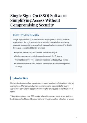 Single Sign On (Sso) Software Simplifying Access Without Compromising Security