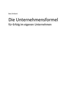 Die Unternehmensformel Beat Ambord Ebook Optimizer Optimizer 1