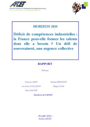 Afdet Horizon 2035 Deficit De Competences Industrielles