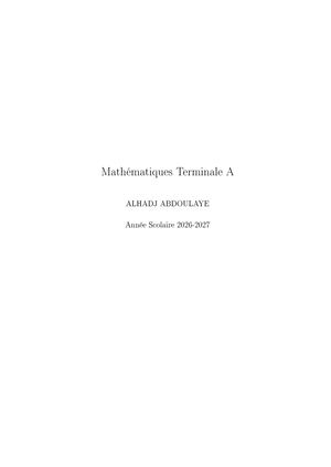 Mathématiques terminale A Par Alhadj Abdoulaye