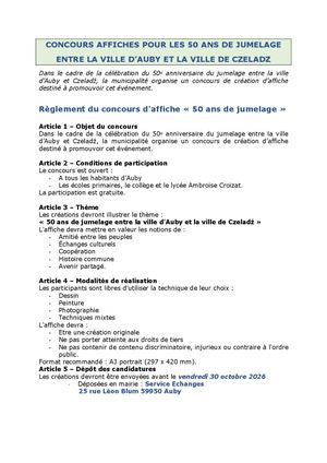 Règlement Concours D'affiche