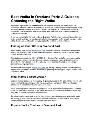 Best Vodka In Overland Park A Guide To Choosing The Right Vodka