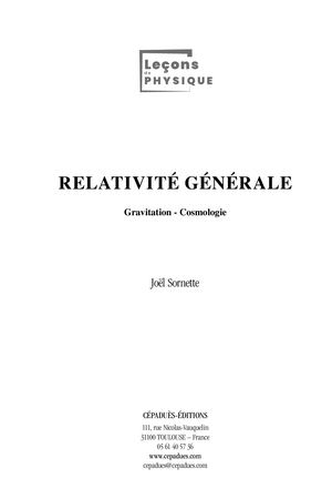 Extrait 2326 Relativité générale. Gravitation - Cosmologie