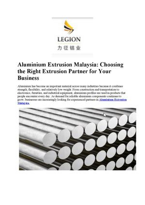 Aluminium Extrusion Malaysia