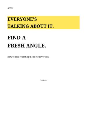Fresh Angle On An Overdone Topic