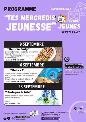 Programme Des Mercredis De Septembre 2026
