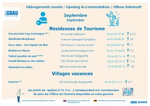 Résidences de tourisme ouvertes