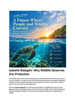 Isabelle Bataglin: Small Actions Can Create Bigger Change for Wildlife