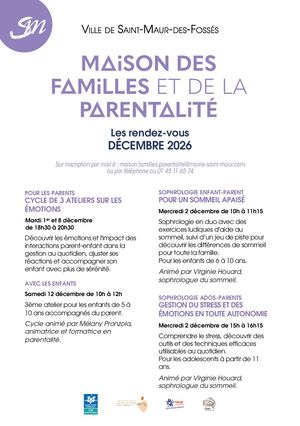 Programme Maison Parentalité Decembre