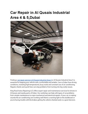 Car Repair In Al Qusais Industrial Area 4 & 5,dubai