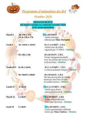 Animations RA octobre 2026