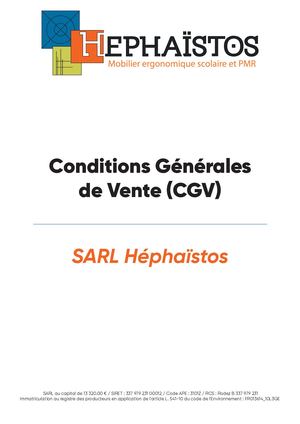 Conditions Gérérales De Vente Héphaïstos