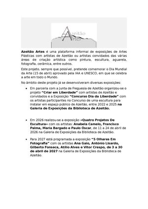 Azeitão Artes - Projeto de Exposições de Artes Plásticas