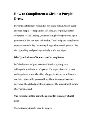 How To Compliment A Girl In A Purple Dress