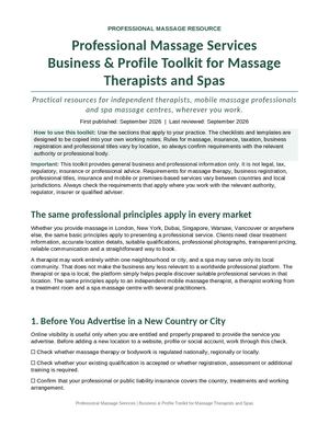 Professional Massage Services Business & Profile Toolkit