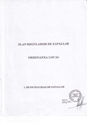 Ordenanza Local Plan Regulador Zapallar