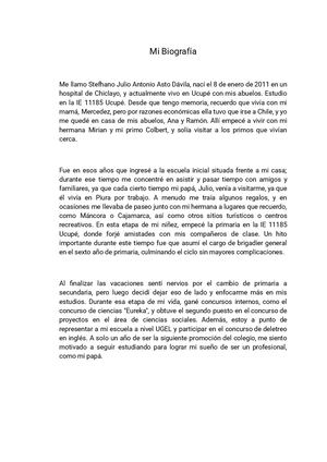Mi Autobiografia (Stefhano Julio Antonio Asto Dávila)