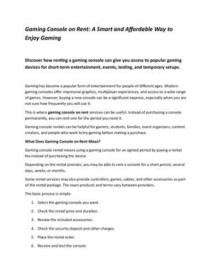 Gaming Console on Rent: A Smart and Affordable Way to Enjoy Gaming