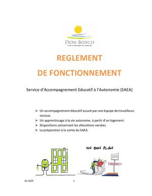 Règlement De Fonctionnement Saea 03 02 2025