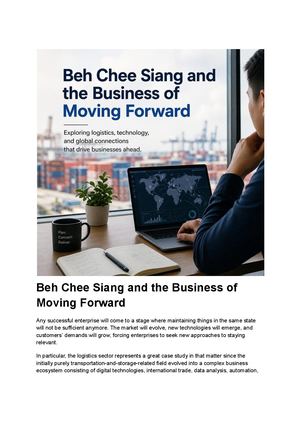 Beh Chee Siang and Technology in Logistics