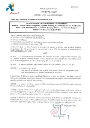 Interdiction station. circu. vide greniers 27sept.26