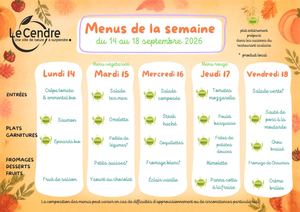 Menus Du 14 Au 18 Septembre 2026