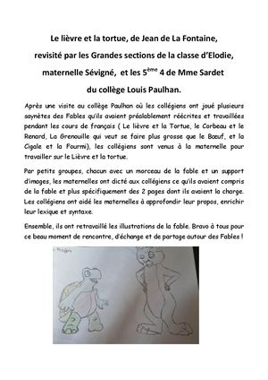 Le Lièvre Et La Tortue Gs Groupe 5
