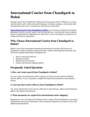 International Courier From Chandigarh To Dubai