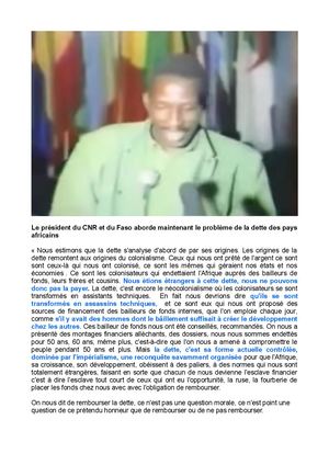 Sankara discours sur la dette 1987