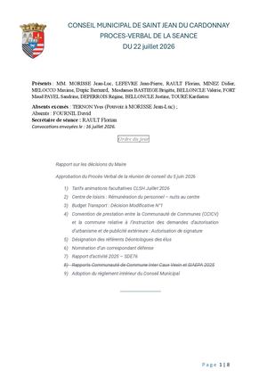 PV conseil du 22 juillet 2026