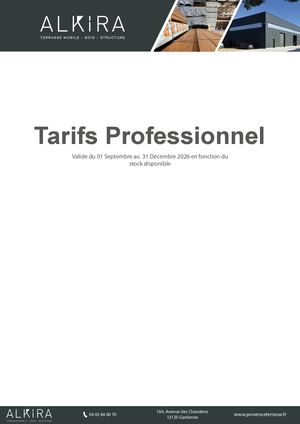 Tarifs Professionnel Alkira Sb + Grad T4 2026