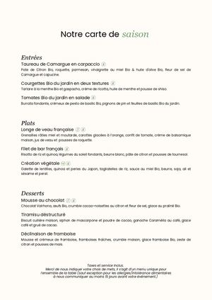 MENU RESTAURANT