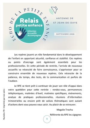 Echo De La Petite Enfance Septembre 26