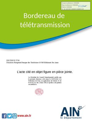 Décision D'autorisation D'emprunt Réalisation D'un Contrat De Prêt Transformation Ecologique