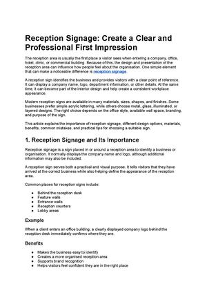 Reception Signage: Create a Clear and Professional First Impression