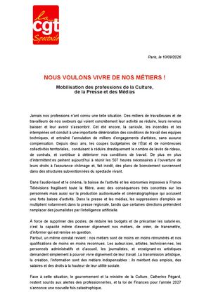 Cp Cgt Spectacle Nous Voulons Vivre De Nos Métiers !