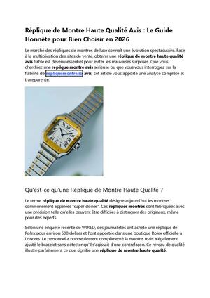 Réplique De Montre Haute Qualité Avis