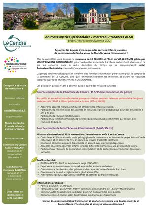 Recrutement Le Cendre Mond'arverne