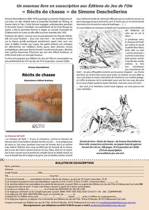 Bulletin De Souscription Récits De Chasse