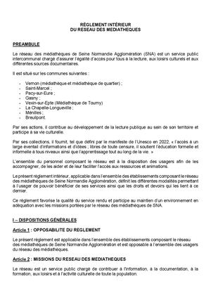 Règlement Intérieur 2026