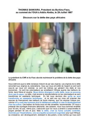 Sankara T. discours sur la dette 1987