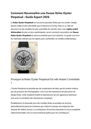 Comment Reconnaître Une Fausse Rolex Oyster Perpetual