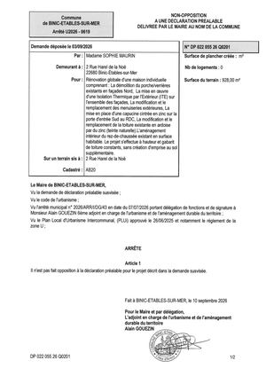 DP 26 Q 0201 - Arrêté