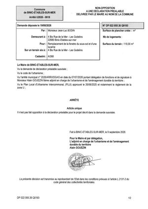 DP 26 Q 0193 - Arrêté