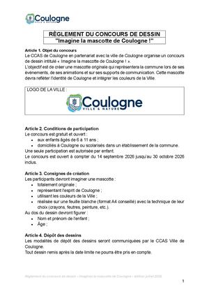 Règlement Du Concours De Dessin MASCOTTE