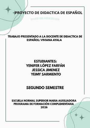Trabajo Proyecto De Didactica De Español La Descripcion Yenifer López Jessica Jimenez Y Yeimy Sarmiento
