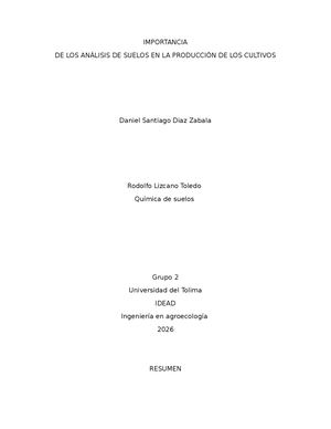 Importancia Del Análisis de Suelo
