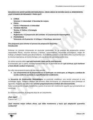 Secuencia De Acentuación Metodológica Cinco Líneas De Acción Hacia El Rendimiento ¿Qué Estamos Entrenando Y Para Qué?