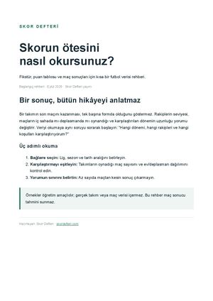 Futbol Verisi Rehberi
