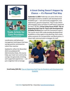 Field Trips Developmental Disability Blog Post Trade Article